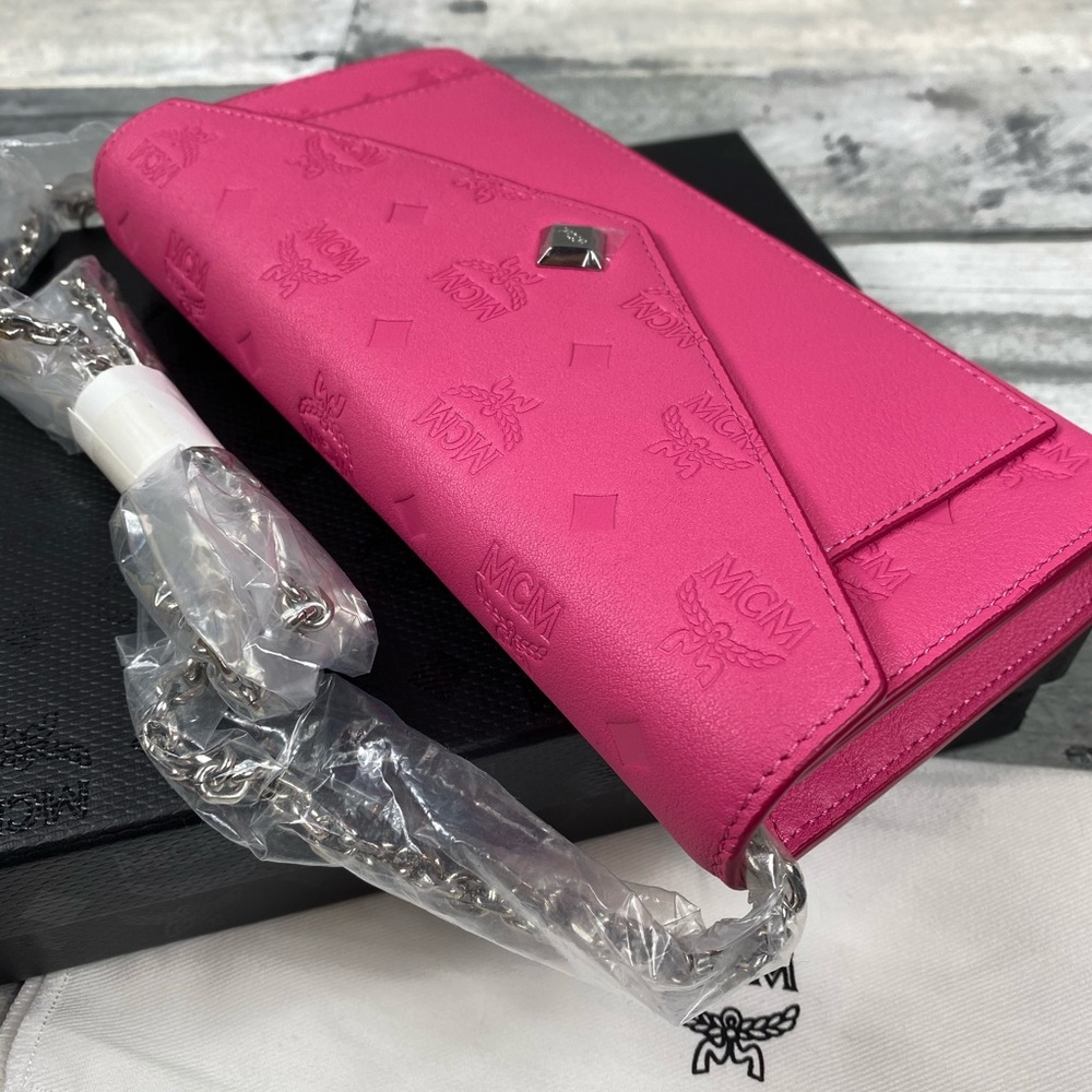 MCM large wallet crossbody two fold pink purse - Picture 3 of 11